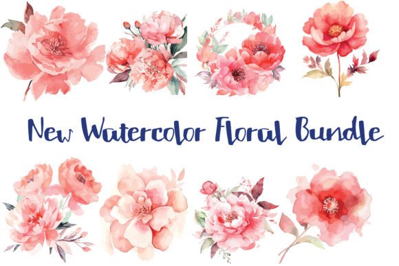 8 Watercolor Creative Florals Bundle