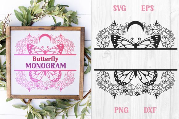 Celestial Butterfly Split Monogram SVG