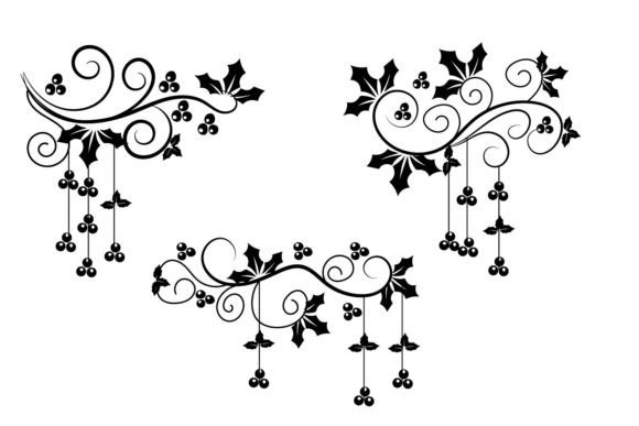 Christmas Floral Ornament Leaf Branch