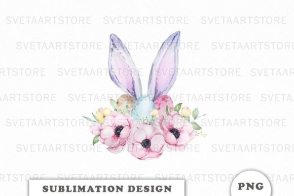 Easter Bunny Floral Clipart PNG