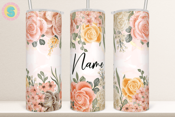 Floral Add Your Own Name Tumbler Wrap