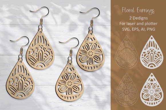 Floral Earrings for Laser and Plotter