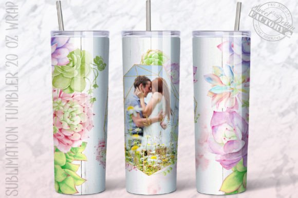 Floral Photo Frame Tumbler Template