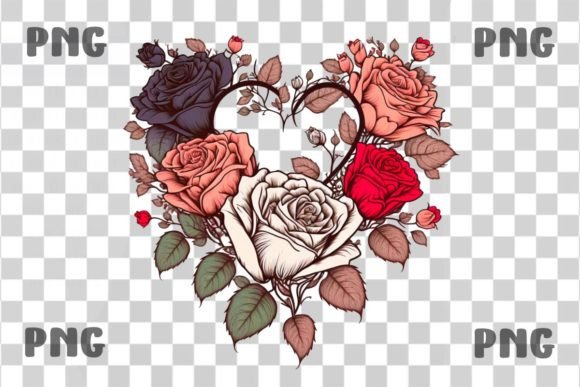 Floral Valentine PNG with Heart