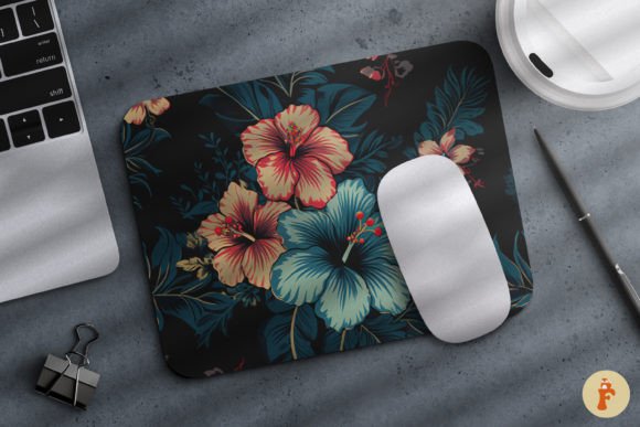 Hawaiian Blue Floral Mouse Pad