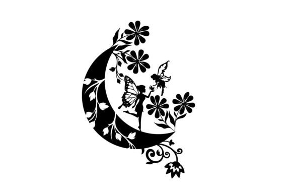 Magic Fairy Butterfly Floral Moon