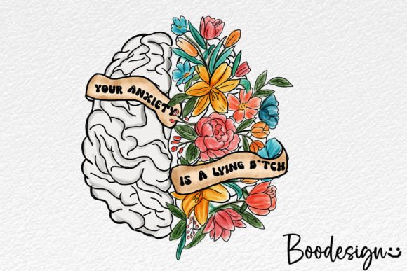 Mental Health Anxiety Floral PNG