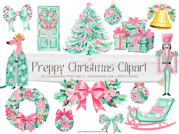 Preppy Christmas PNG Clipart Sublimation