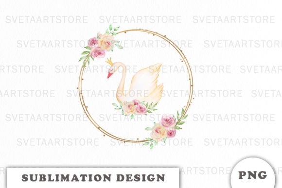 Princess Swan Floral Wreath PNG