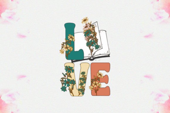 Retro Floral Love Books Sublimation