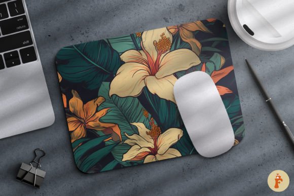 Retro Tropical Floral Mouse Pad 05