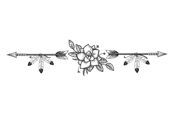Romantic Bohemian Divider. Hand Drawn Et
