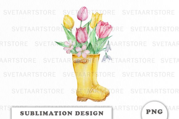 Spring Flower Wellies PNG