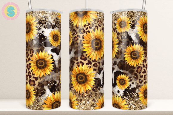 Sunflower Cowhide Leopard Tumbler Wrap