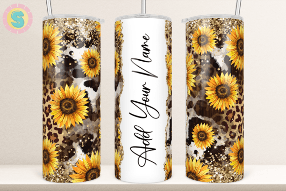 Sunflower Leopard Cow Print Tumbler Wrap