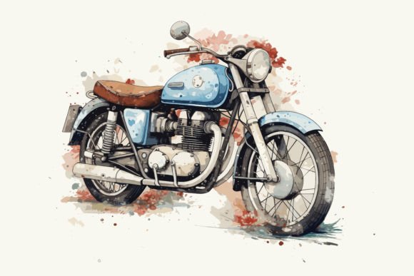 Watercolor Motorcycle Embroidery Design