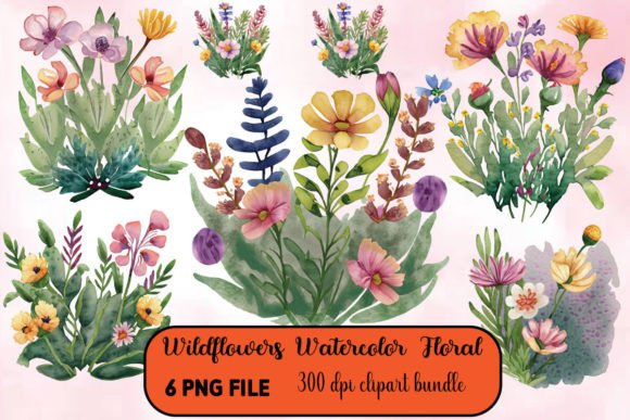 Wildflowers Watercolor Floral Clipart